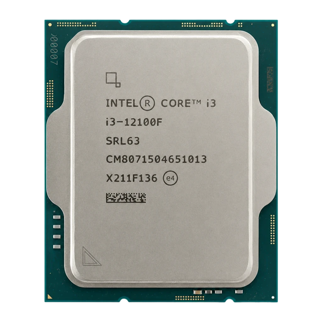 Boîte bleue Intel Core i3 12e génération, logo i3 en coin, mention Discrete Graphics Required, design carré LGA1700, packaging officiel processeur i3-12100F - Ítem2