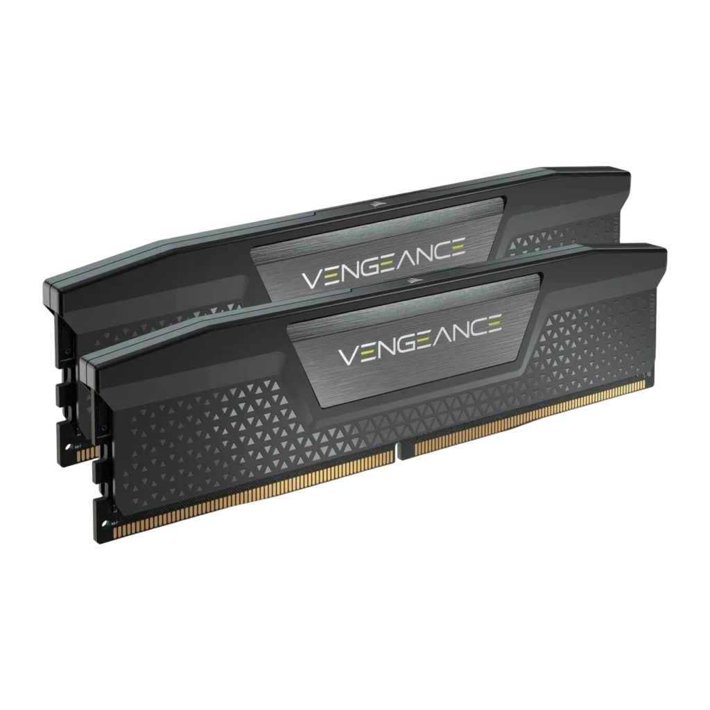 Corsair Vengeance RGB DDR5 6000 MT/s 16GB Cinza, vista frontal: dissipador cinza com logo Vengeance e padrão triangular - Item2