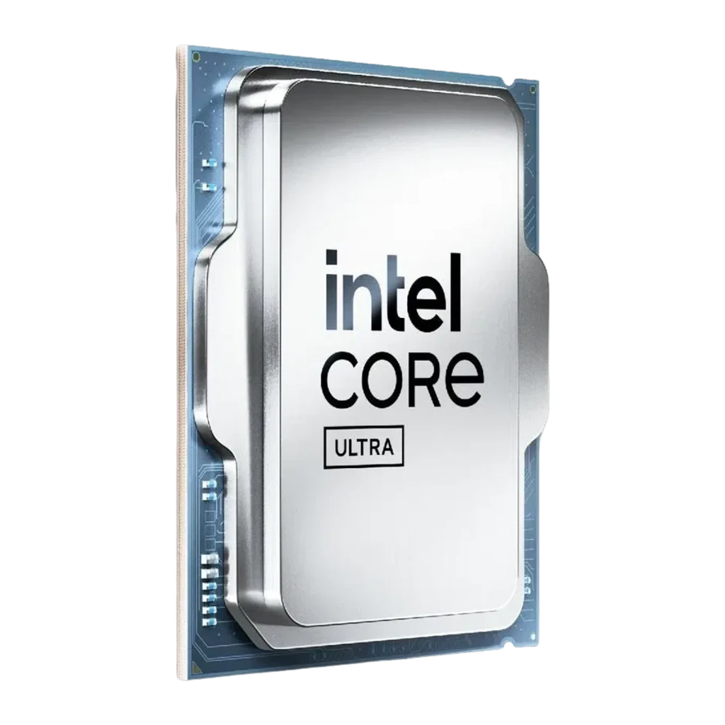 Intel Core Ultra 5 245KF, vue de face: IHS argenté avec logo Intel Core Ultra centré et PCB bleu - Ítem1