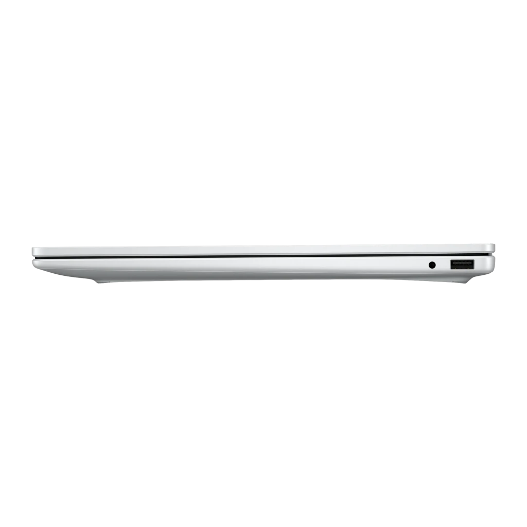 HP OmniBook 3 16 512GB Glacier Silver, vista frontal: pantalla con ondas rojas y naranjas, teclado completo y touchpad - Ítem5