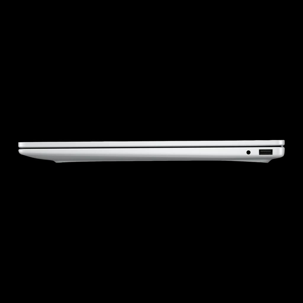 HP OmniBook 3 16 512GB Glacier Silver, vue latérale droite fermé: profil fin, jack audio et port USB-A