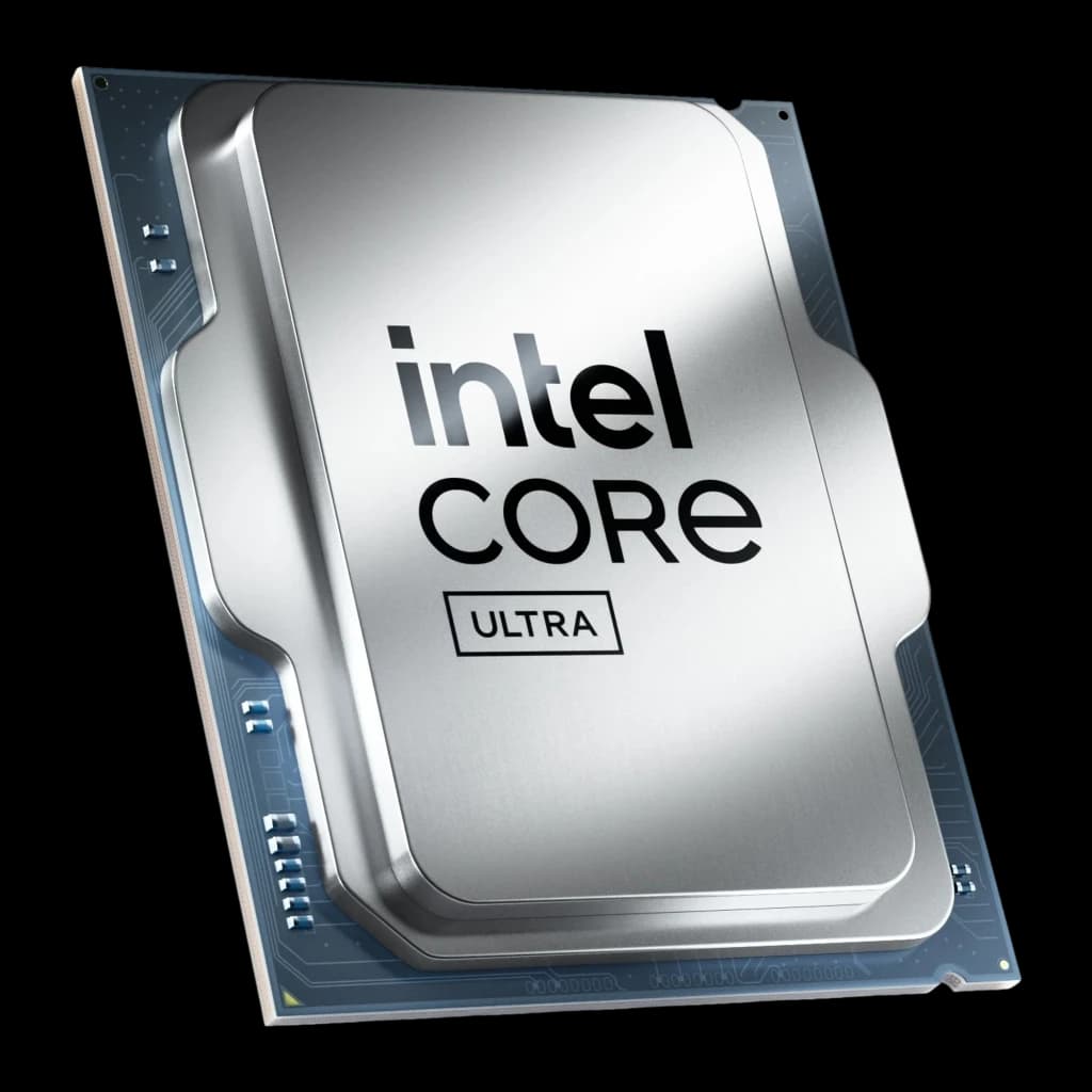 Intel Core Ultra 5 250KF Plus 18 Cœurs LGA1851 Box, vue en perspective: angle supérieur droit mettant en valeur le relief de