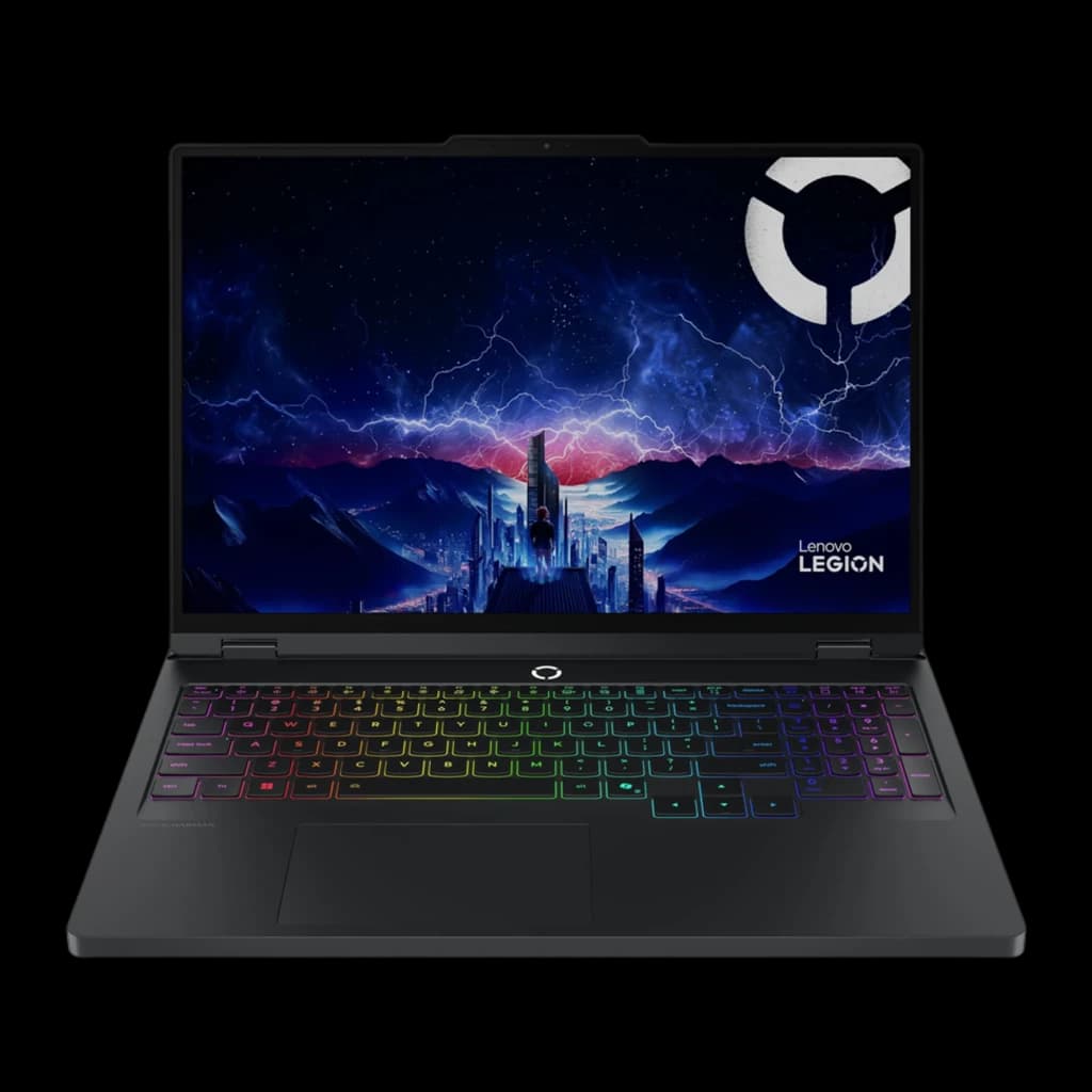 Lenovo Legion Pro 5 16IRX10 1TB noir, vue de face: écran fond gaming, clavier rétroéclairé RGB multicolore