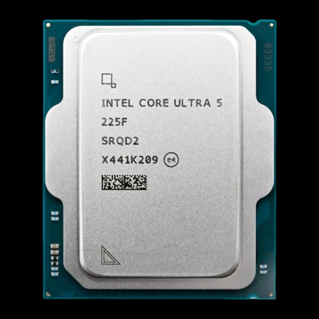 Intel Core Ultra 5 225F Tray, vista superior: IHS cinza com código SRQD2, número de série X441K209 e código QR visível