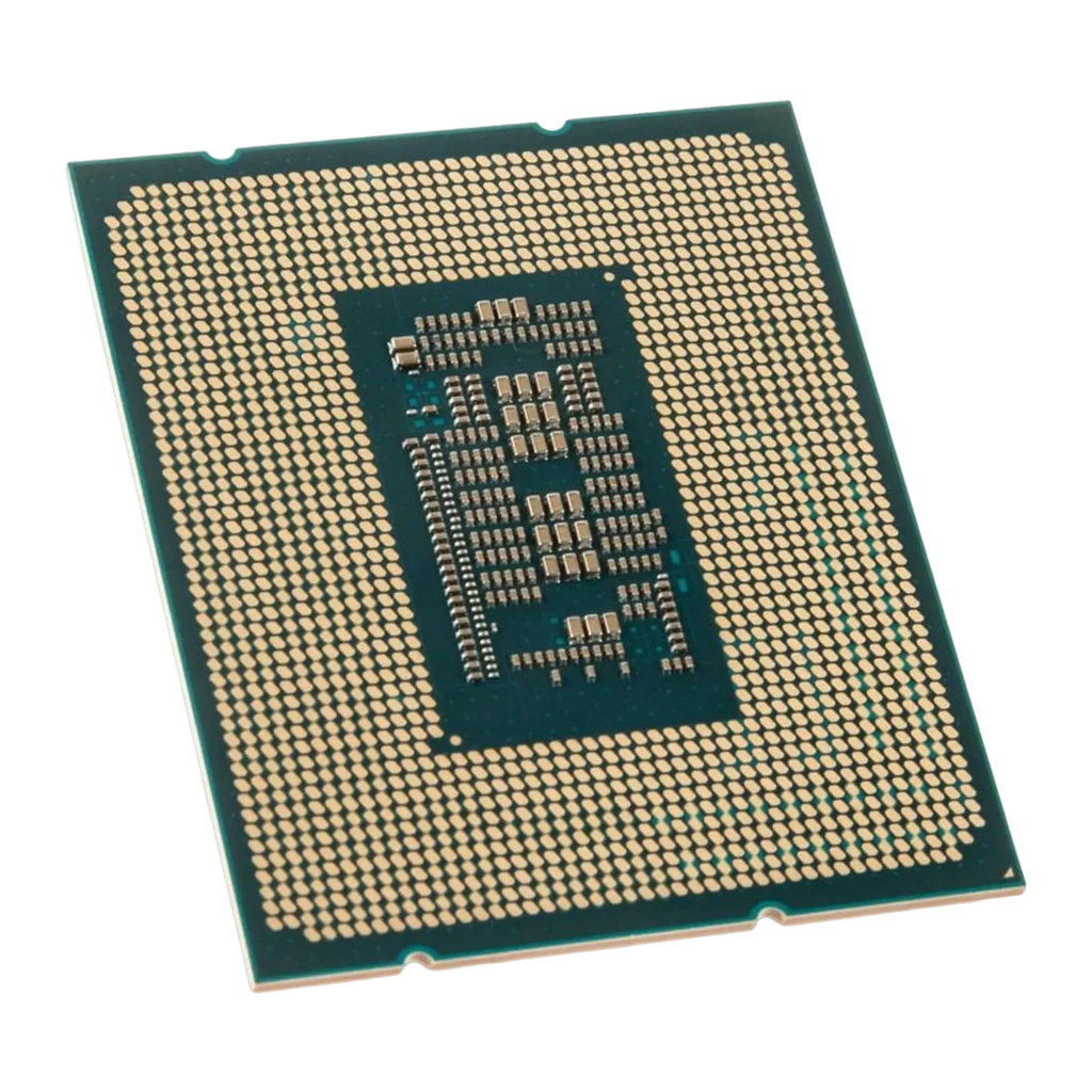 Intel Core i5-12400F LGA1700 Tray, vue de face: IHS argenté gravé Intel Core i5 i5-12400F, PCB bleu-vert - Ítem1