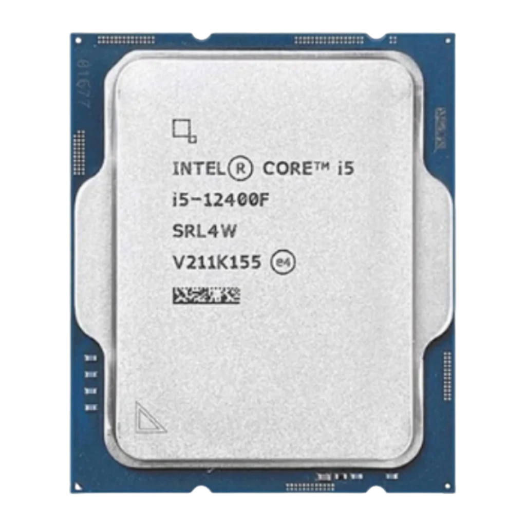 Intel Core i5-12400F LGA1700 Tray, vue de face: IHS argenté gravé Intel Core i5 i5-12400F, PCB bleu-vert - Ítem2