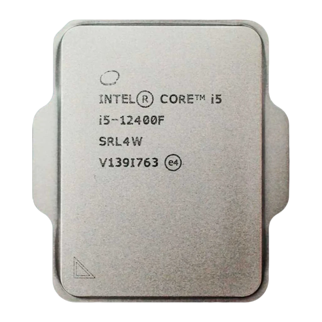 Intel Core i5-12400F LGA1700 Tray, vue de face: IHS argenté gravé Intel Core i5 i5-12400F, PCB bleu-vert - Ítem3
