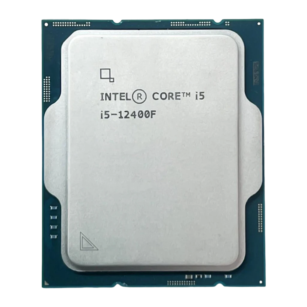 Intel Core i5-12400F LGA1700 Tray, vue de face: IHS argenté gravé Intel Core i5 i5-12400F, PCB bleu-vert - Ítem4