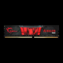 G.Skill Aegis 8GB DDR4 3200MHz negro, vista frontal: disipador negro con diseño rojo y logo Aegis DDR4