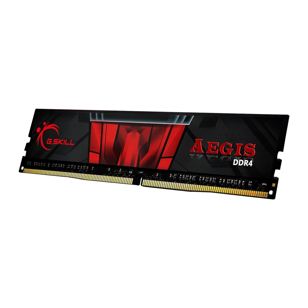 G.Skill Aegis 8GB DDR4 3200MHz preto, vista frontal: dissipador preto com design vermelho e logo Aegis DDR4 - Item1