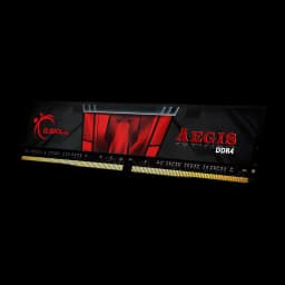 G.Skill Aegis 8GB DDR4 3200MHz negro, vista en ángulo: perspectiva 3/4 que muestra grosor y conectores dorados