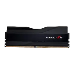 G.Skill Trident Z5 DDR5 32GB Preto, vista frontal plana: módulo único com dissipador escovado, logo vermelho e contatos