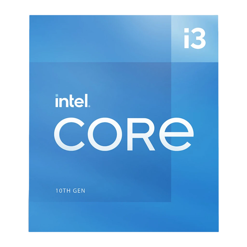 Boîte bleue Intel Core i3 10e génération avec logo i3 en coin, design épuré en dégradés bleus, mention 10th Gen et marquage core bien visible - Ítem3