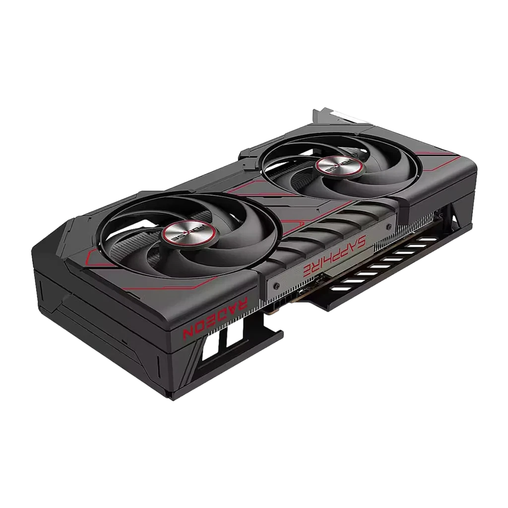 Sapphire Pulse Radeon RX 9060 XT 8GB GDDR6 negra, vista frontal: dos ventiladores con logo Pulse y detalles rojos - Ítem2