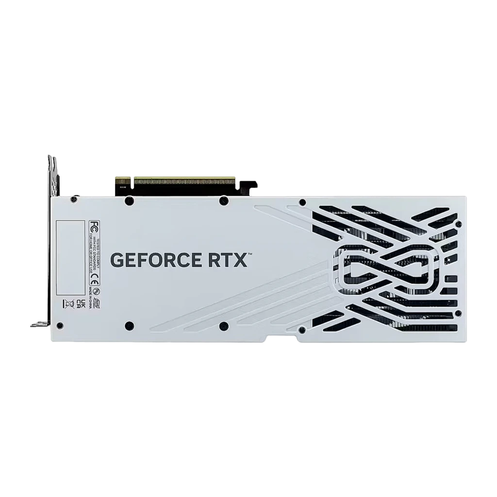 Palit GeForce RTX 5070 White OC 12GB blanco, vista frontal: tres ventiladores con aspas curvas y logo Palit, conector PCIe - Ítem1