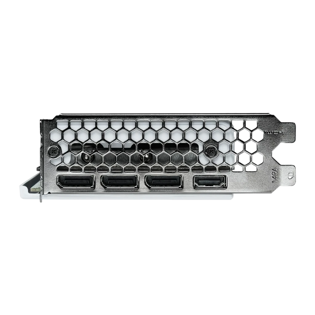 Palit GeForce RTX 5070 White OC 12GB blanco, vista frontal: tres ventiladores con aspas curvas y logo Palit, conector PCIe - Ítem5