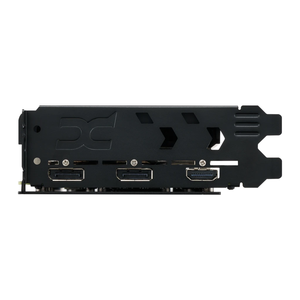 PowerColor Hellhound Radeon RX 9060 XT 8GB negro, vista frontal en ángulo: tres ventiladores con logos Hellhound y PowerColor - Ítem1