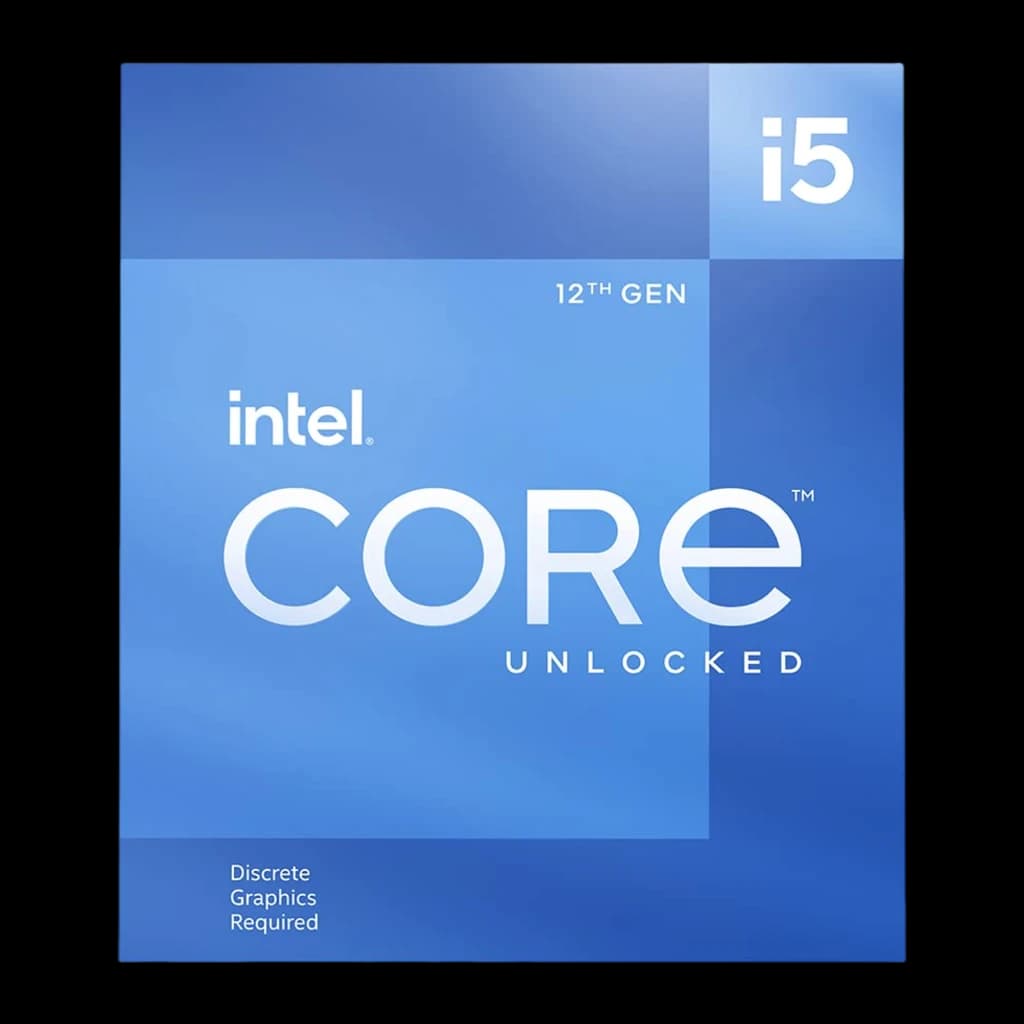 Intel Core i5-12600KF, frontal de caja: cara delantera plana caja azul 12th Gen Core i5 Unlocked