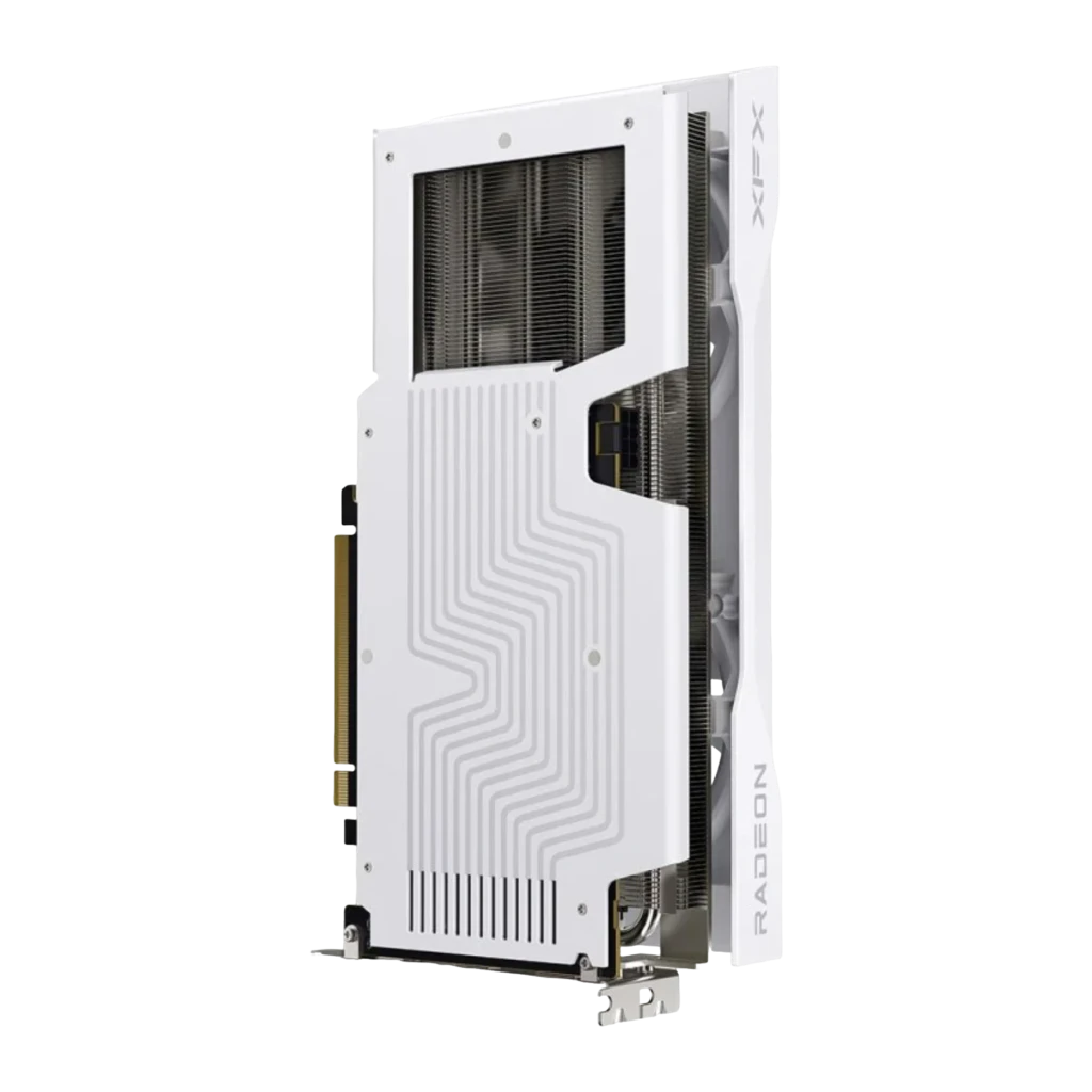XFX Swift Radeon RX 9060 XT OC 8GB branco, vista frontal: shroud branco com dois ventiladores e logo X - Item1