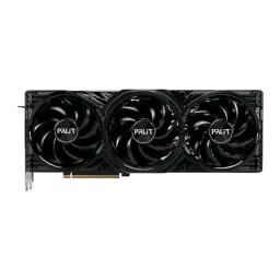 Palit GeForce RTX 5080 GamingPro OC 16GB noir, vue de face: trois ventilateurs avec logo PALiT et connecteur PCIe doré