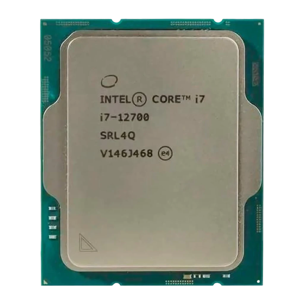 Intel Core i7-12700, vue de face: IHS argenté avec grand logo Core i7-12700 sur PCB vert - Ítem2