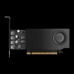 PNY NVIDIA RTX A400 4GB Negro, vista frontal: disipador negro, ventilador radial y PCB con conector PCIe dorado