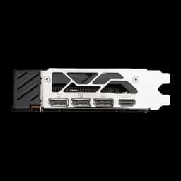 MSI GeForce RTX 5060 Gaming OC 8GB negro, vista de puertos: 3 DisplayPort y 1 HDMI en bracket metálico plateado