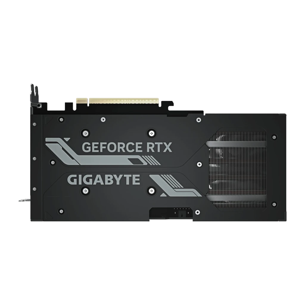 Gigabyte GeForce RTX 5070 Ti Windforce OC V2 16GB noir, vue avant: trois ventilateurs avec logo argenté et shroud noir - Ítem1