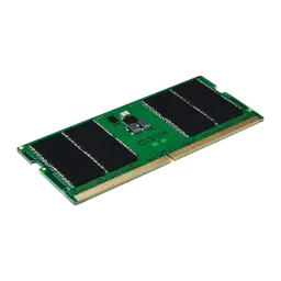 Kingston KVR56S46BS8-32 32GB DDR5 SO-DIMM, vista em perspectiva: PCB verde com chips pretos e conector dourado