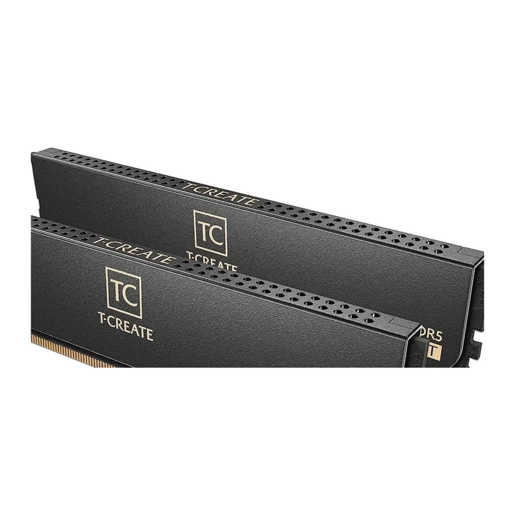 Team Group T-Create Expert DDR5 6000MHz 32GB noir, vue avant en angle: kit 2 modules avec dissipateur noir et logo TC doré, - Ítem1