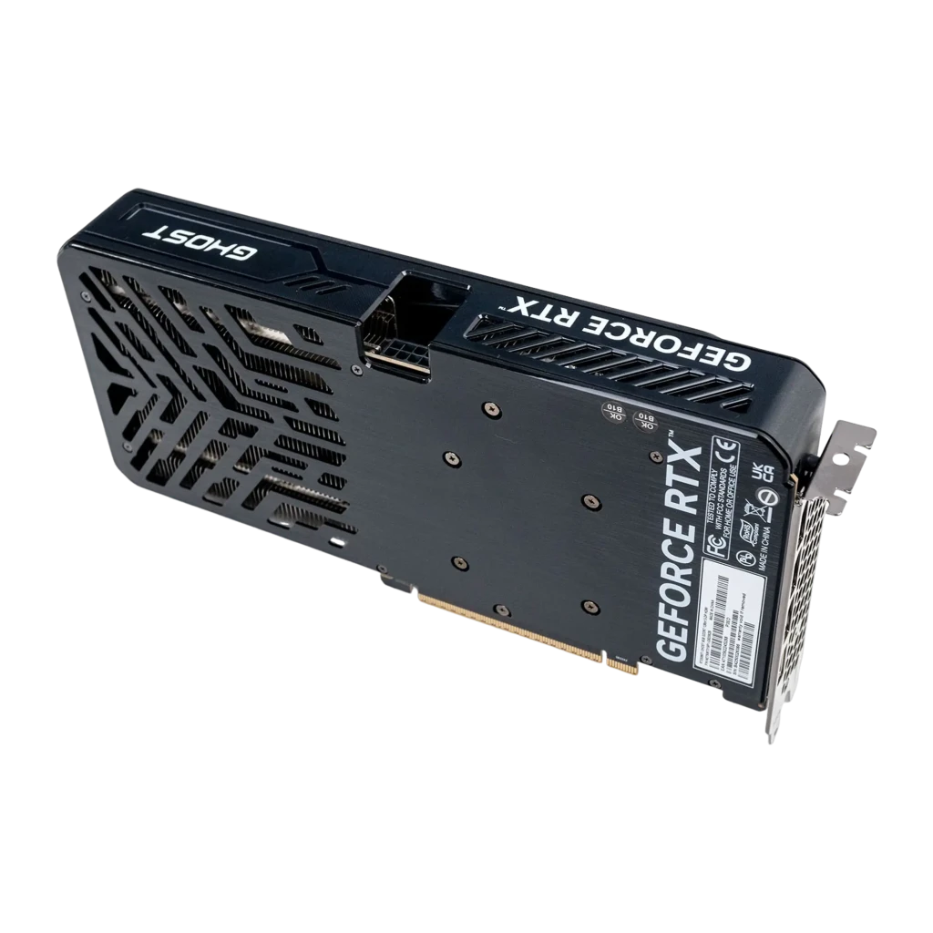 Gainward GeForce RTX 5060 Ti Ghost 8GB preta, vista frontal: dois ventiladores, logos GeForce RTX e GHOST no shroud preto - Item1