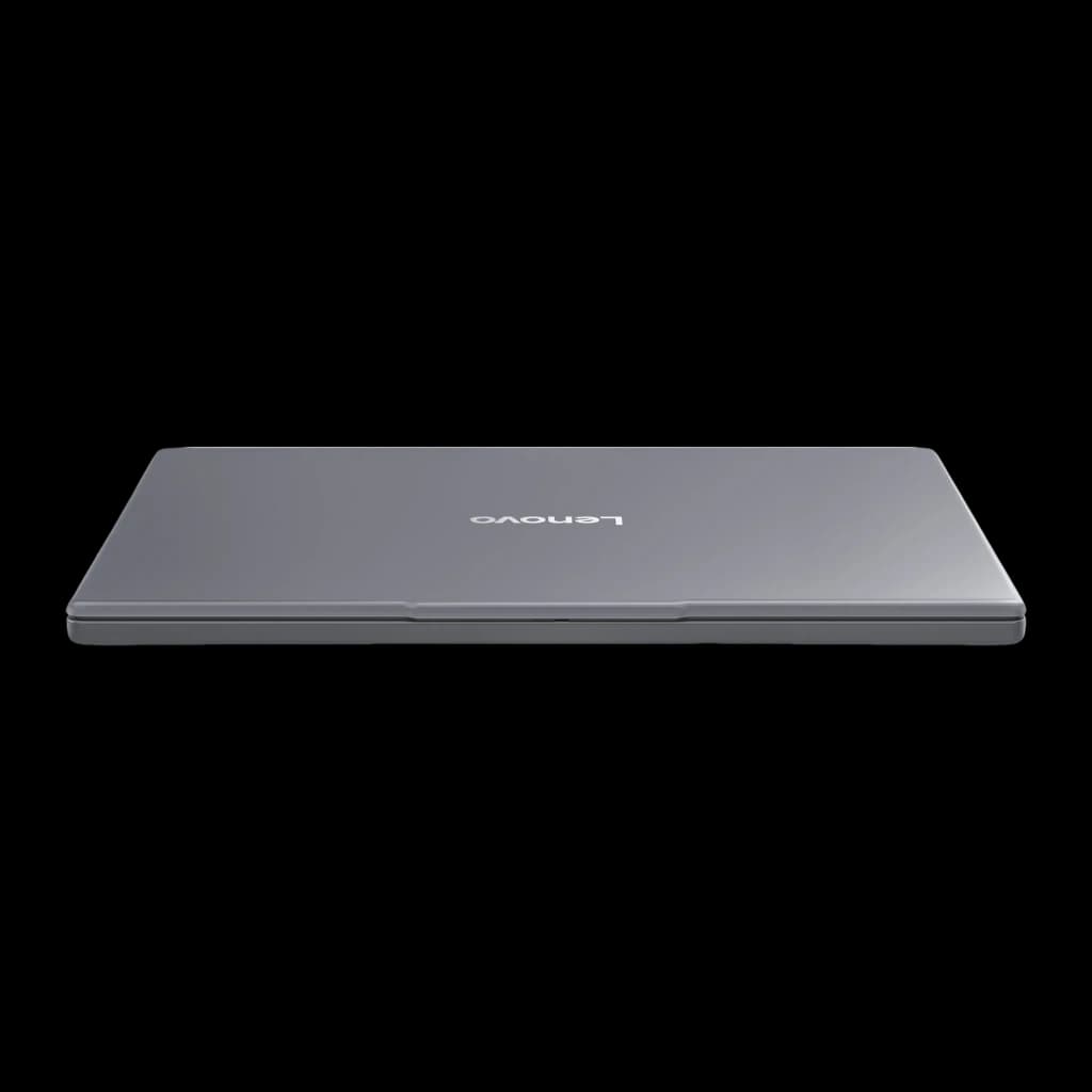Lenovo IdeaPad Slim 3 15ARP10 512GB Luna Grey, vista de perfil: portátil fechado mostrando a espessura fina da tampa