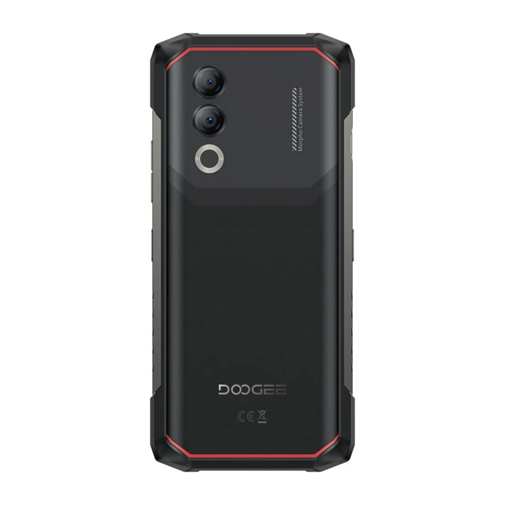 Smartphone robusto preto com moldura reforçada, tela IPS 6,6 polegadas com furo central, duas câmeras traseiras verticais e acabamento com detalhes em - Item2