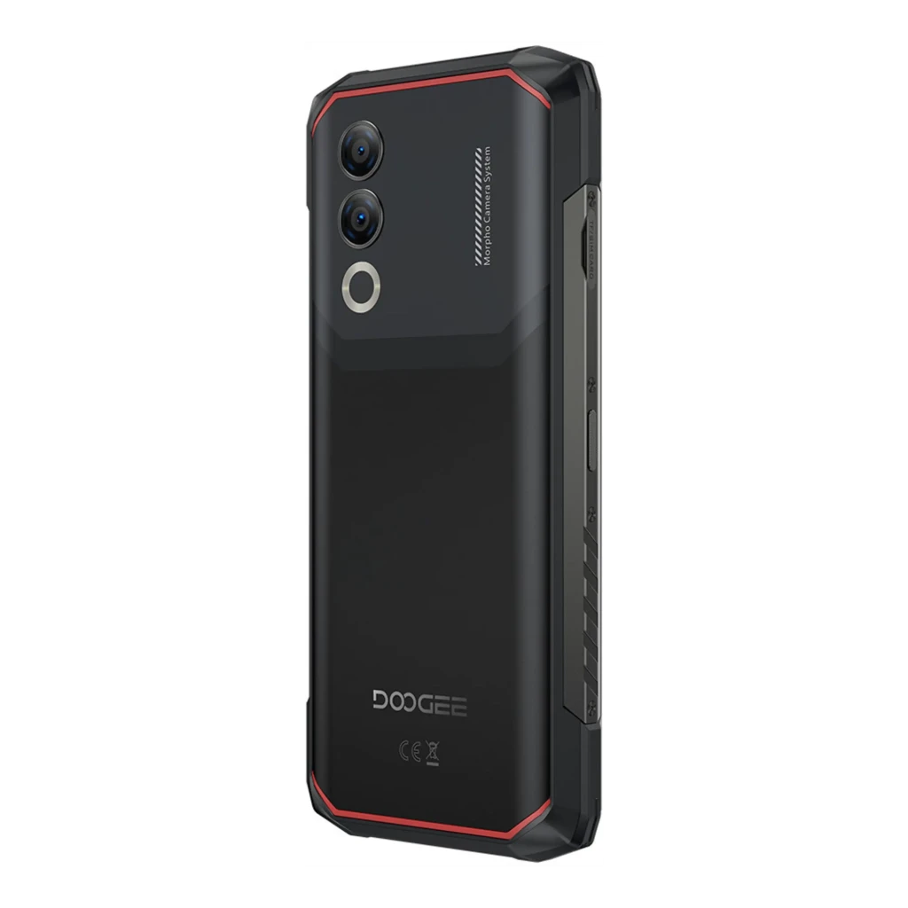 Smartphone robusto preto com moldura reforçada, tela IPS 6,6 polegadas com furo central, duas câmeras traseiras verticais e acabamento com detalhes em - Item5