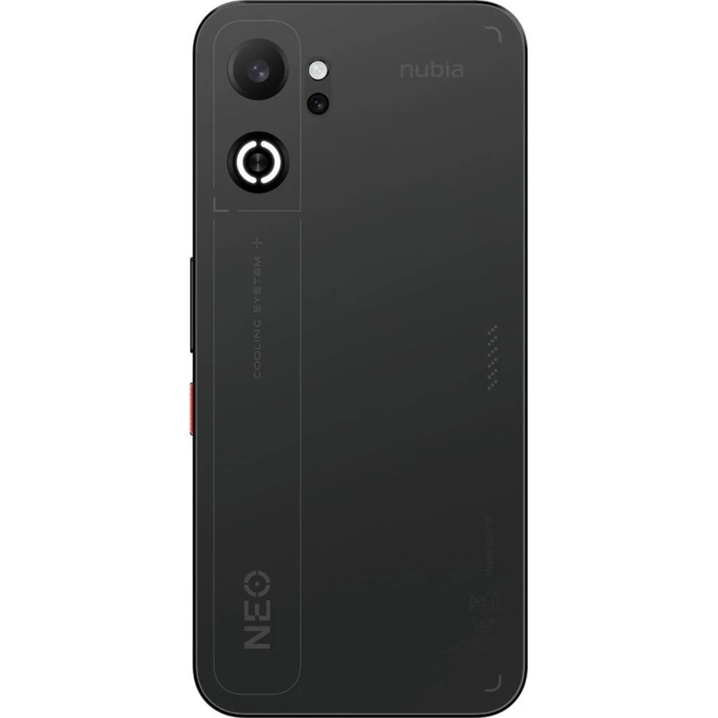 Nubia Neo 5 GT noir avec dos texturé, module photo triple, accents LED bleus, écran bord à bord perforé et gâchettes latérales rouges pour le gaming - Ítem2