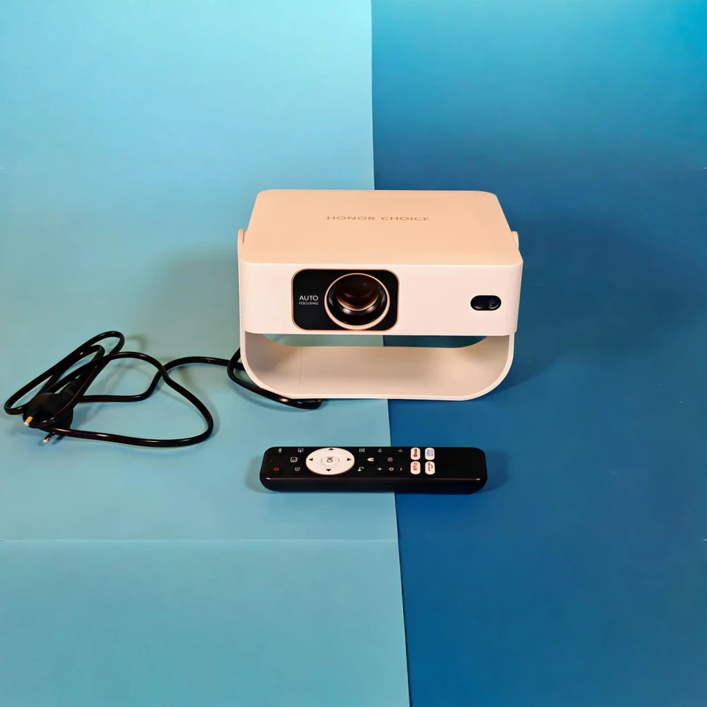 Proyector HONOR Choice Projector Air Pro N5 1080p Full HD, lente frontal con anillo AUTO, chasis beige con rejillas laterales y soporte tipo asa ajustable - Ítem5