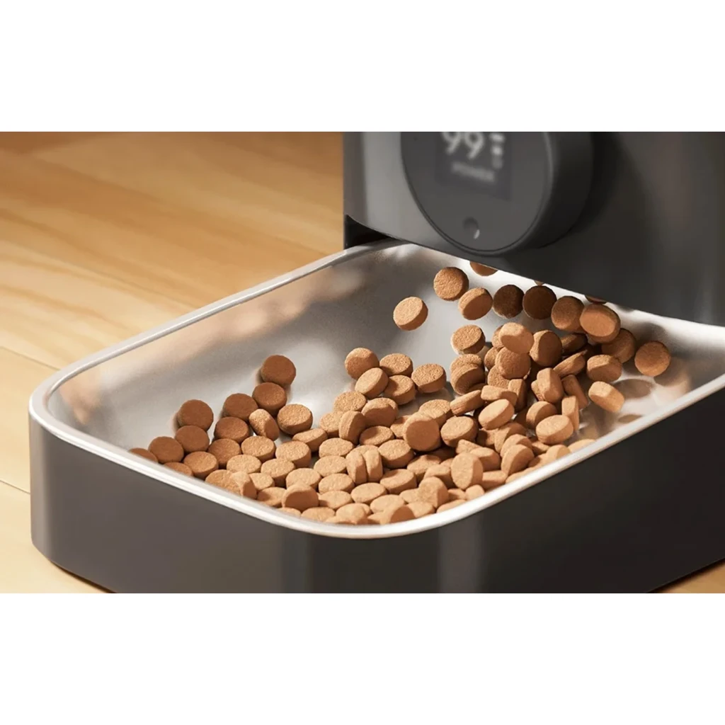 Distributeur Automatique Oneisall PF08 WiFi 2,4GHz 5L 10 Repas/Jour en noir, grand réservoir transparent, bol en inox, bouton frontal et trémie à croquettes - Ítem5