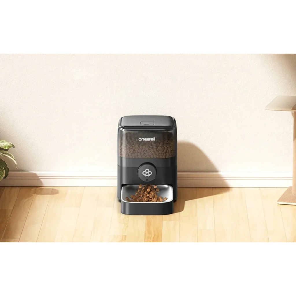 Distributeur Automatique Oneisall PF08 WiFi 2,4GHz 5L 10 Repas/Jour en noir, grand réservoir transparent, bol en inox, bouton frontal et trémie à croquettes - Ítem4