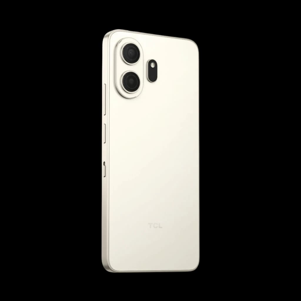 Dos du TCL NXTPAPER 70 Pro 5G coloris or avec double module photo proéminent, flash intégré et bords plats élégants, finition mate premium