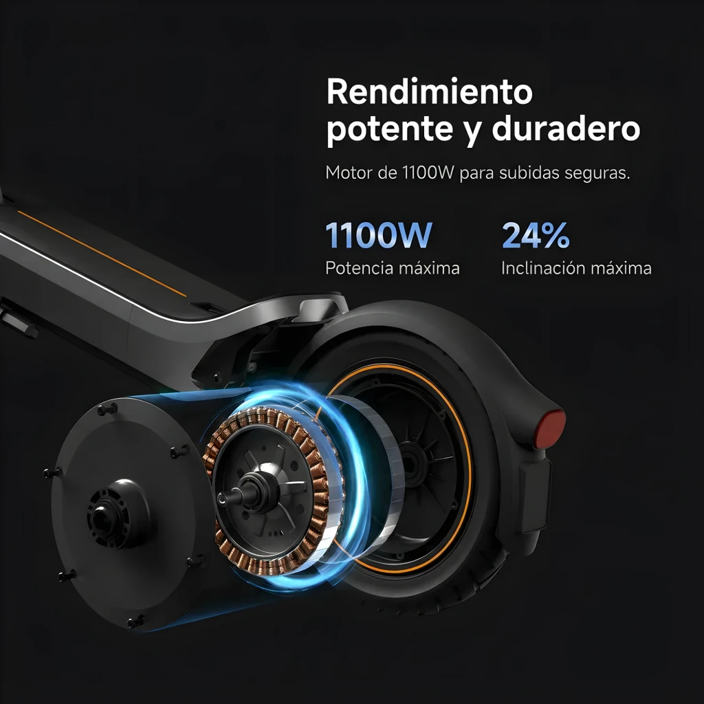 Patinete Eléctrico Xiaomi Electric Scooter 6 Max, diseño gris con detalles naranjas, ruedas 12 pulgadas, freno de disco delantero y plataforma amplia - Ítem7