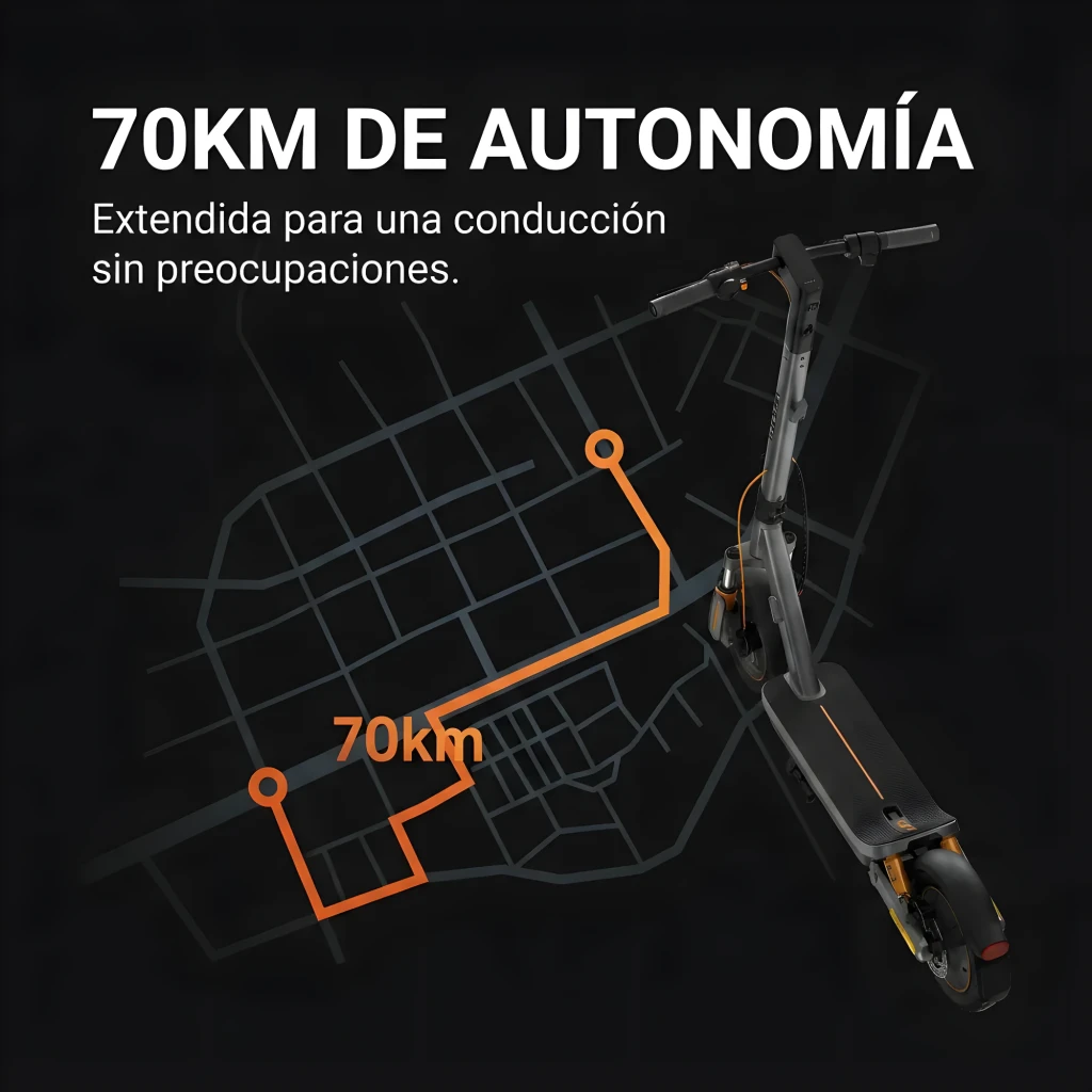 Patinete Eléctrico Xiaomi Electric Scooter 6 Max, diseño gris con detalles naranjas, ruedas 12 pulgadas, freno de disco delantero y plataforma amplia - Ítem6