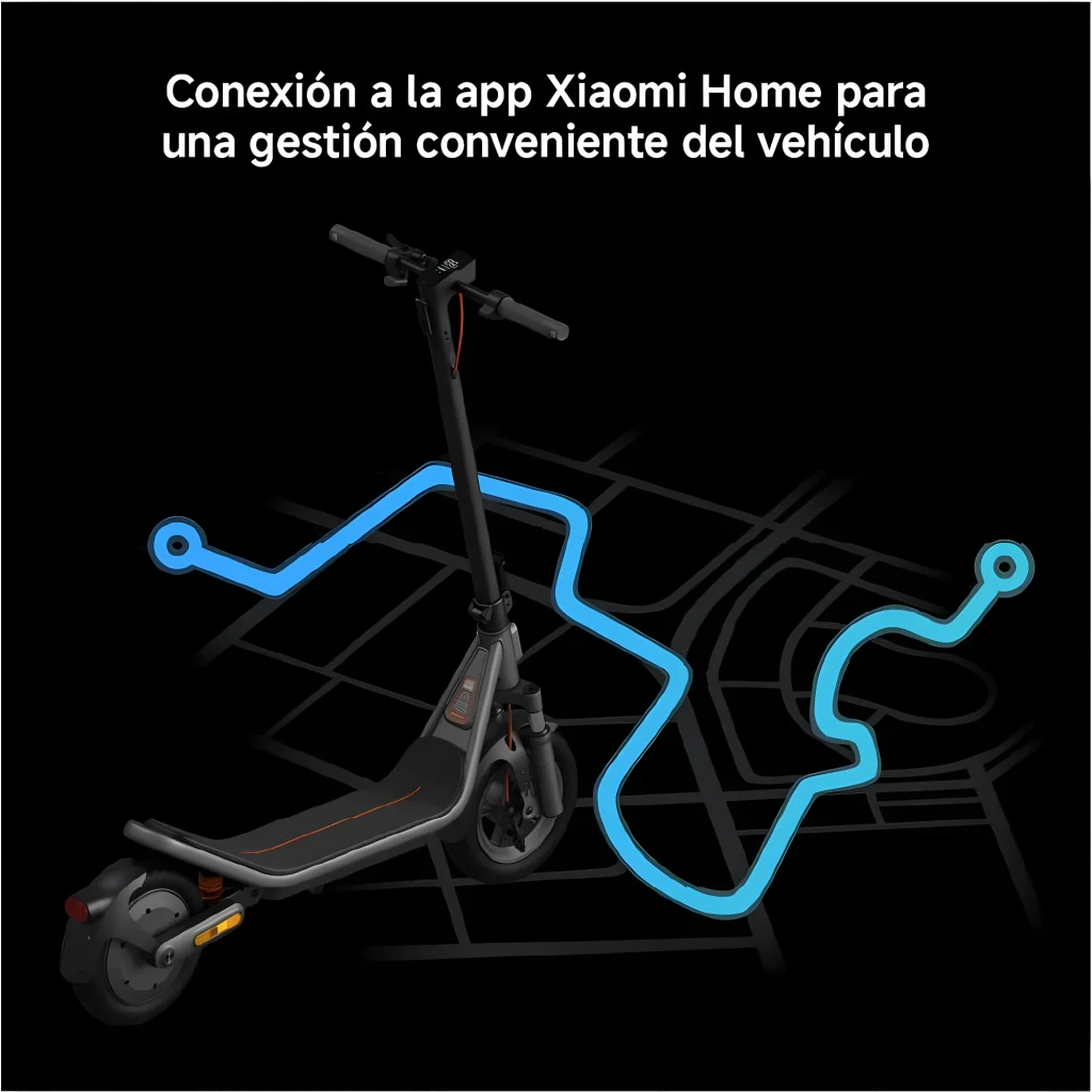 Patinete eléctrico Xiaomi 6 Pro negro y gris con detalles naranjas, ruedas todoterreno de 12 pulgadas, plataforma baja ancha y luz delantera integrada - Ítem4