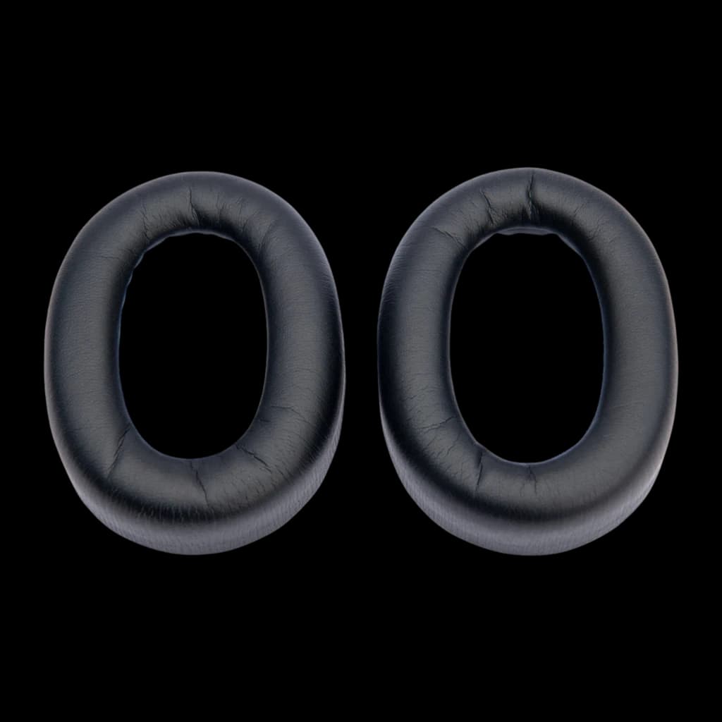 Jabra Almohadillas Evolve2 85 Negro, par: dos almohadillas ovaladas de cuero negro vistas de frente