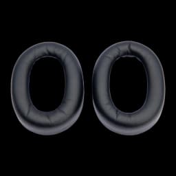 Jabra Almohadillas Evolve2 85 Negro, par: dos almohadillas ovaladas de cuero negro vistas de frente