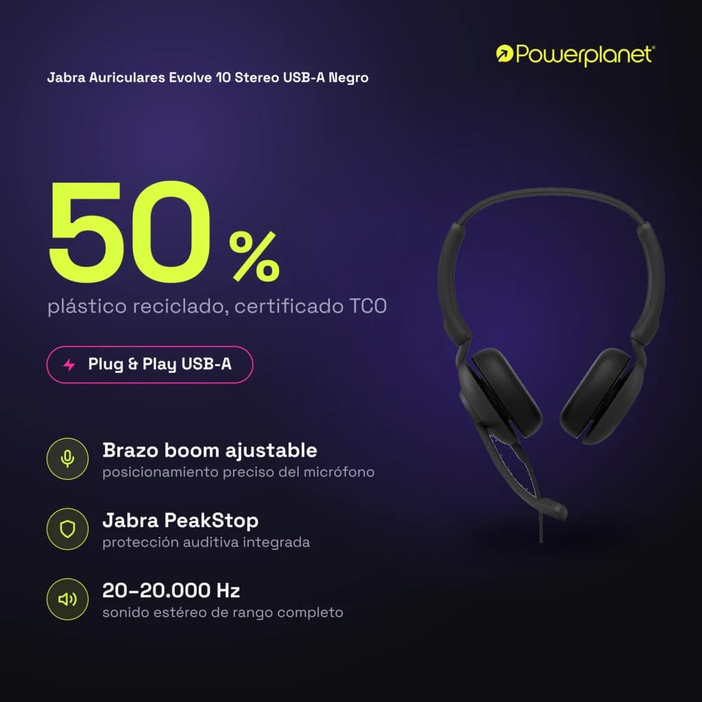 Jabra Auriculares Evolve 10 Stereo USB-A noir - caractéristiques