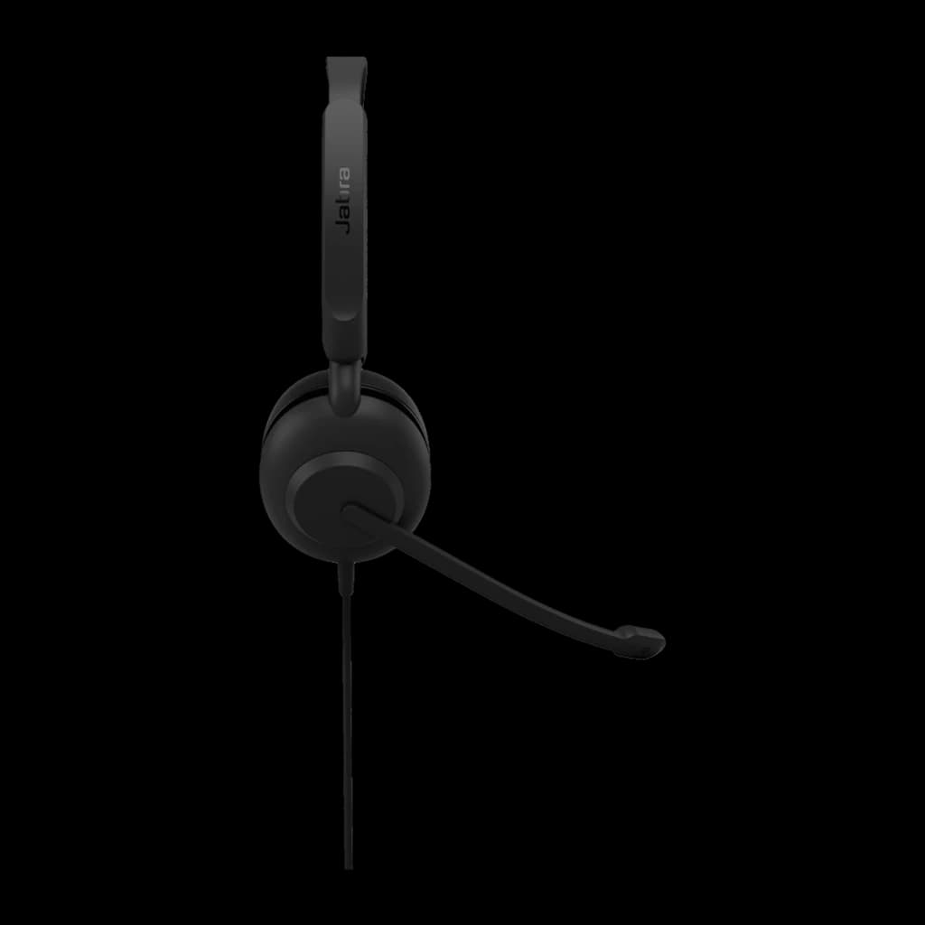 Jabra Evolve 10 Stereo USB-A noir, détail supérieur: écouteur avec commandes et câble USB-A