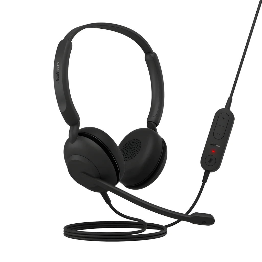 Jabra Evolve 10 Stereo USB-A preto, vista frontal: fones com fita e microfone articulado - Item1