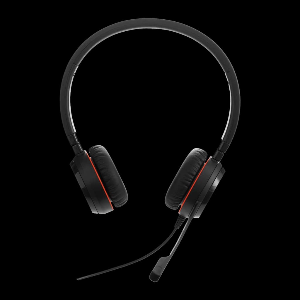 Jabra Evolve 20 SE UC Stereo Noir, vue de face: casque avec serre-tête et micro flexible