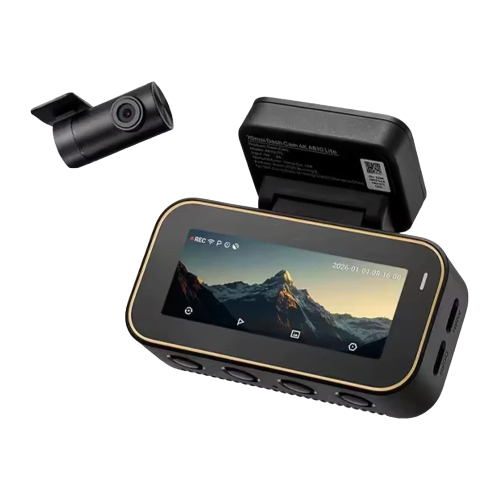 Dashcam 70mai A810 Lite Set con Rear Camera RC21 2CH 4K GPS WiFi. Cámara frontal con pantalla a color, lentes dobles, soporte adhesivo y diseño compacto negro - Ítem3