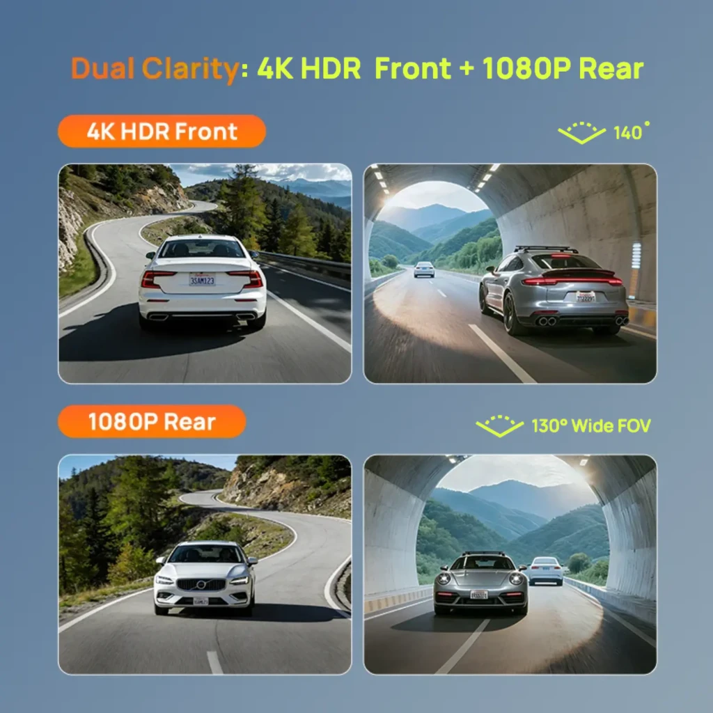 Dashcam 70mai A810 Lite Set con Rear Camera RC21 2CH 4K GPS WiFi. Cámara frontal con pantalla a color, lentes dobles, soporte adhesivo y diseño compacto negro - Ítem8